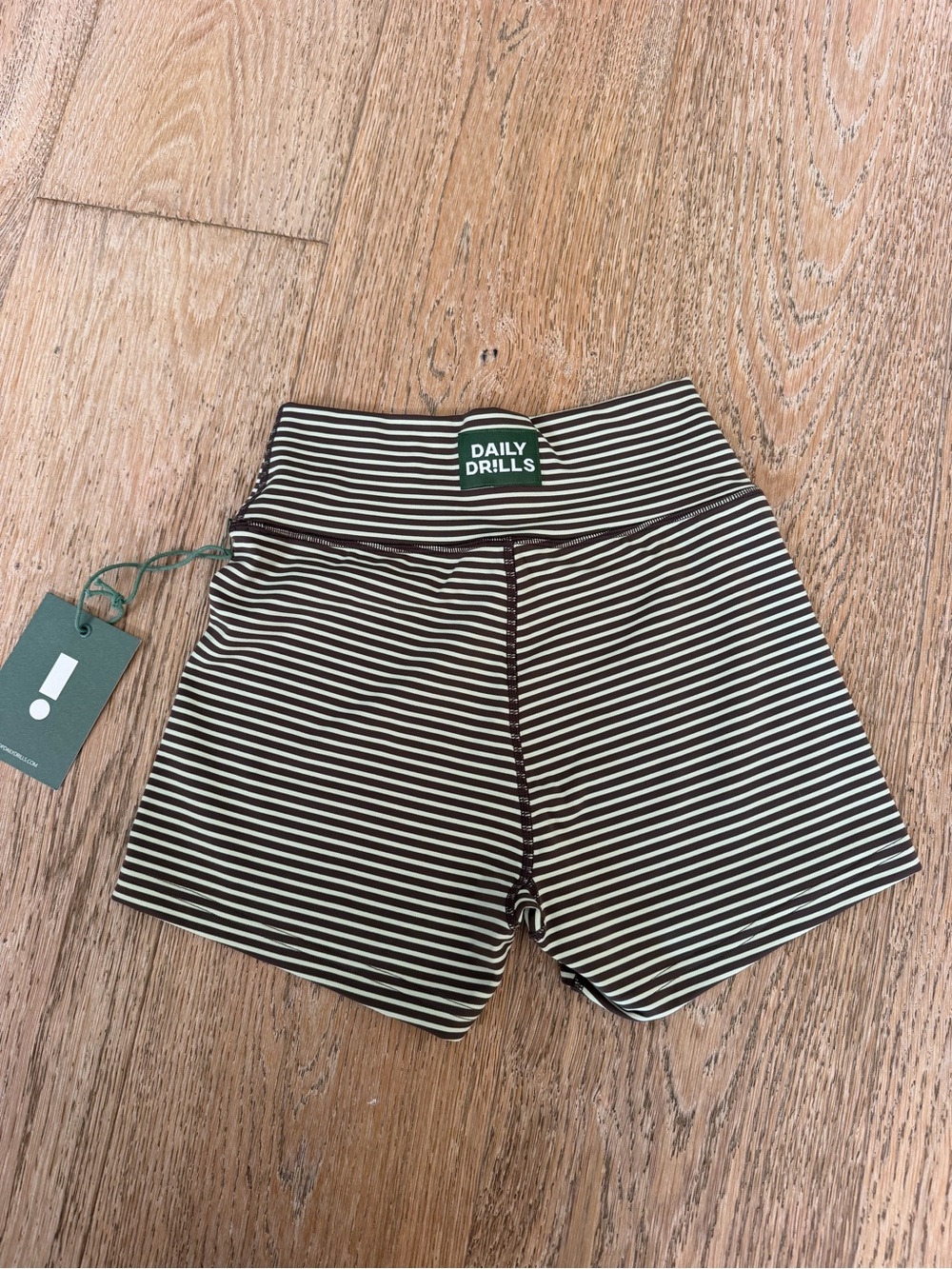 Daily Drills Striped High-Rise Bike Shorts - Mocha & Matcha